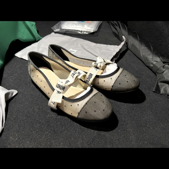 (SOLD) J’ Dior Black Mesh Ballerina Flat Size 39 - Picture 6 of 7